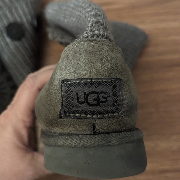 Ugg Womens Knit Boots Size 7 olive Green Warm Fold Over Casual Side Buttons - Picture 5 of 9